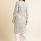 Blue Poly Rayon Floral Printed Straight Kurta - Prasuti