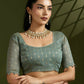 Vishnu Weaves Women's Green Muga Cotton Thread Woven Saree with Blouse - Swadesiicart