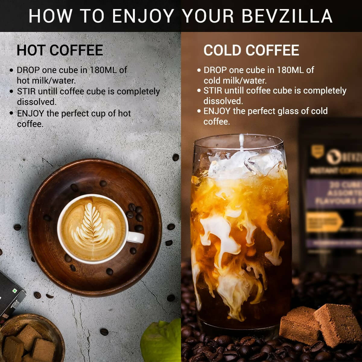 Bevzilla Instant Coffee Cubes Pack with Organic Date Palm Jaggery - Classic | Swadesiicart