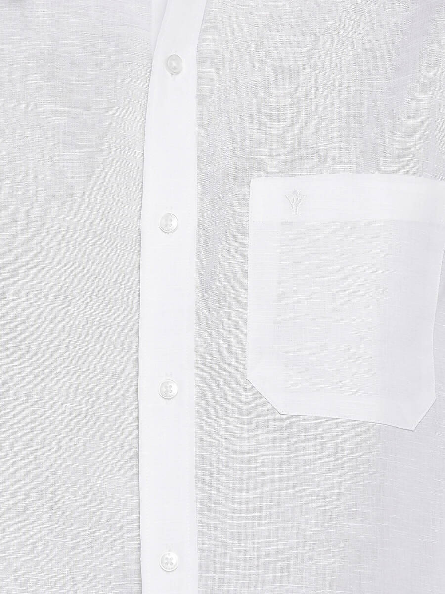 Ramraj Cotton Linen Mens Full Sleeve White Shirt Plus Size - RR Linen | Swadesiicart