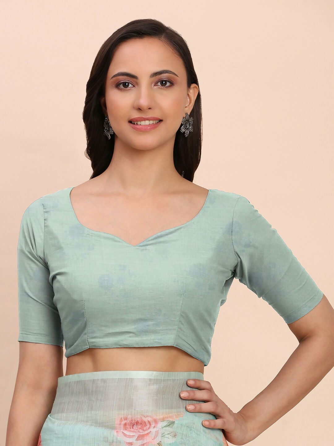 Shree Shyam Fashion Linen Cotton Sea Green Saree