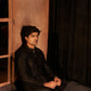 Black Cotton Embroidery Work Men's Kurta Set - Mahotsav