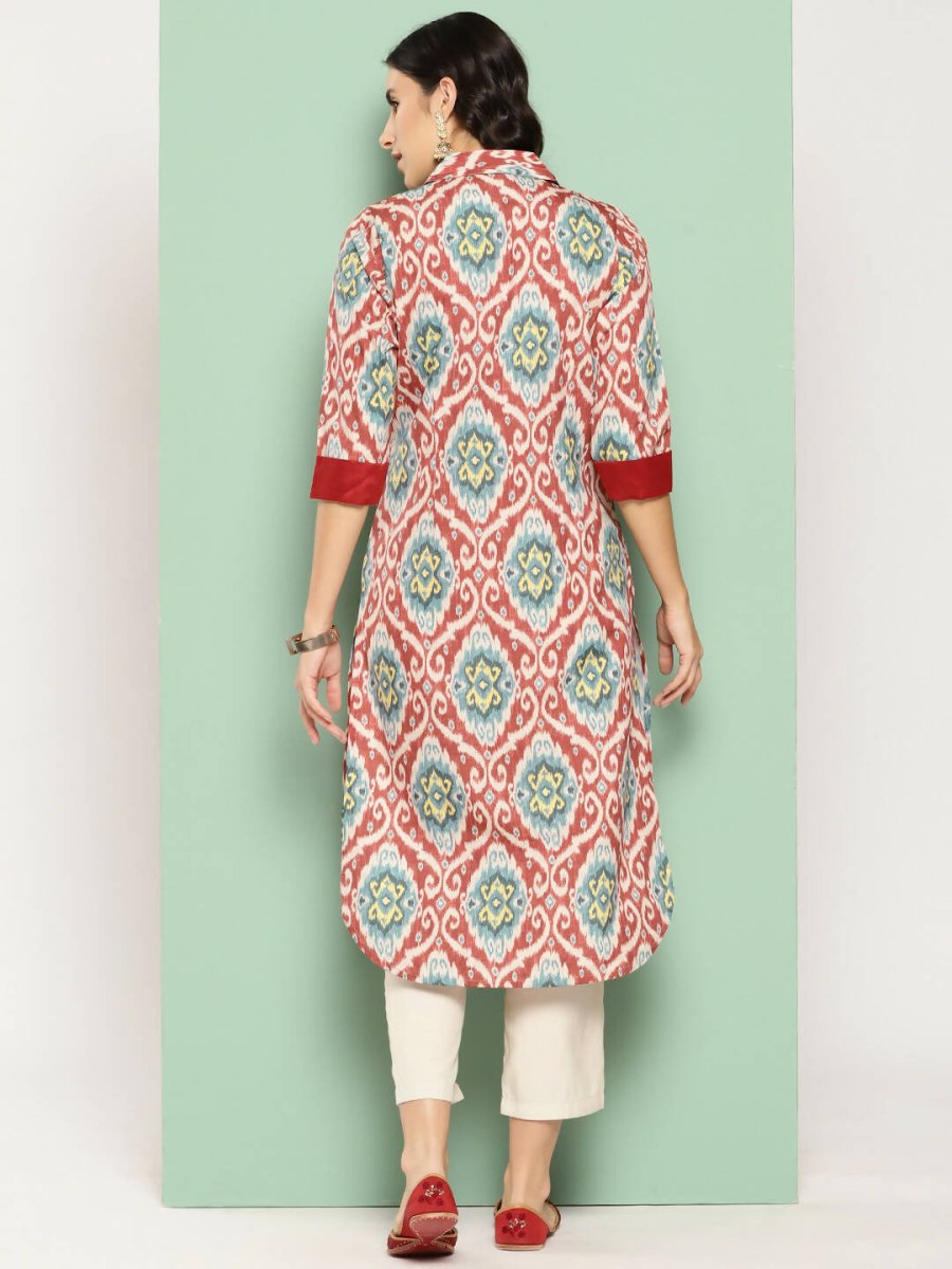Ahalyaa Women's Traditional wear Kurta - Red | Swadesiicart