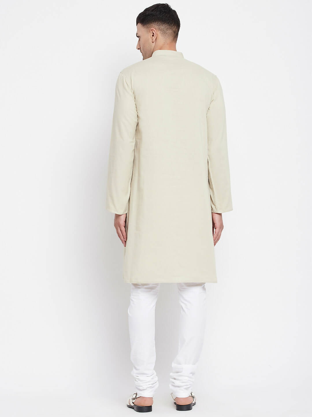Even Apparels Pure Cotton Men's Kurta in Green Color With Band Collar | Swadesiicart