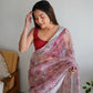 Vamsee Ferry Baby Pink Organza Saree - Swadesiicart