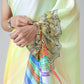 Vastranavya Ombre Yellow Multi-Color Leaves Mandalaa Print Freehand Ready to Wear Saree | Swadesiicart