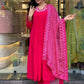 Partywear Designer Viscose Silk With Lining Red Stitched Suit With Dupatta - Tanisha | Swadesiicart