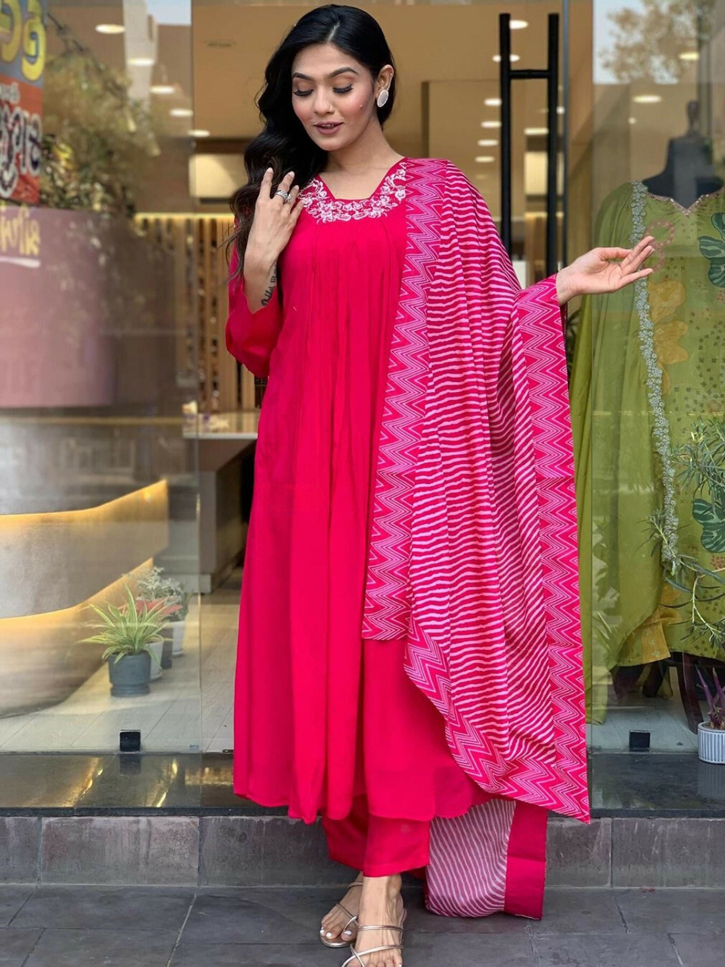 Partywear Designer Viscose Silk With Lining Red Stitched Suit With Dupatta - Tanisha | Swadesiicart