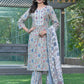 BulBul Fashionista Grey Floral Cotton Kurta Set with Dupatta - Swadesiicart