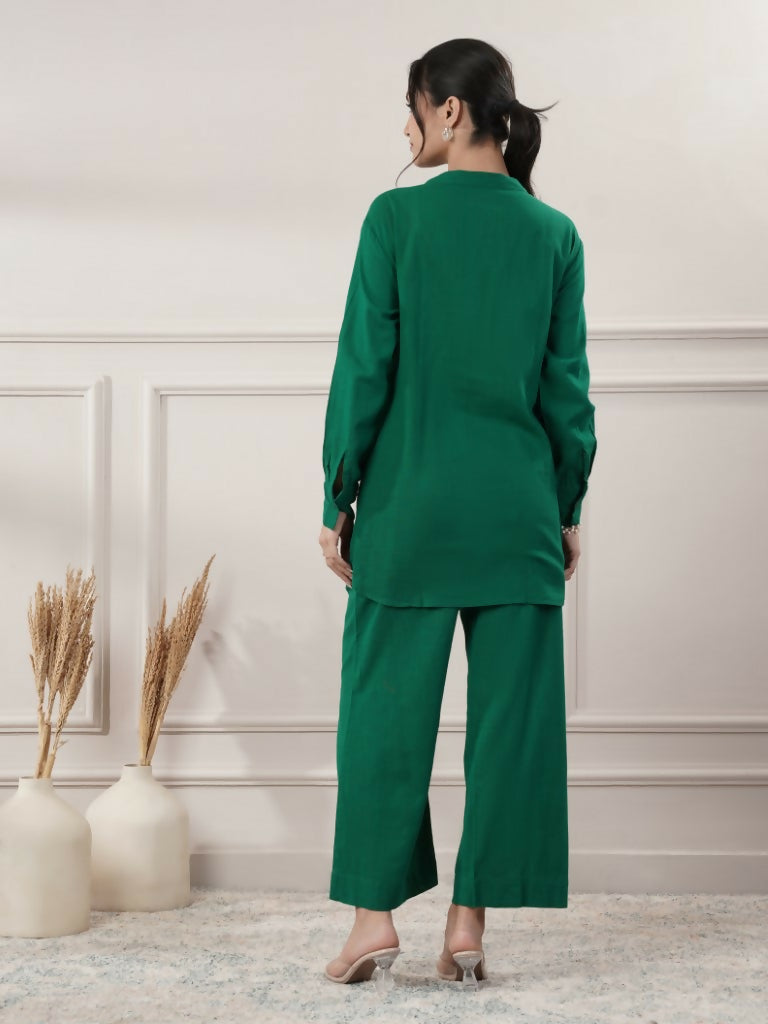 Joban Fashion Women's Emerald Green Co-Ord Set - Swadesiicart