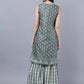 Myshka Women Grey Ethnic Motifs Printed Kurta with Shararas With Dupatta Set | Swadesiicart