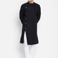 Even Apparels Black Pure Cotton Men's Sherwani Kurta With Asymetrical Cut | Swadesiicart