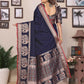 Joban Fashion Dark Blue Solid Banarasi Silk Sarees | Swadesiicart