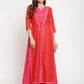 Ahalyaa Women Dark Pink Crepe Khari Print Dress | Swadesiicart
