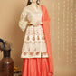 Jyoti Fashion Women's Cream Chanderi Silk Elegant Jardoshi Semi Kurta with Trouser & Dupatta | Swadesiicart