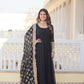 Jyoti Fashion Women's Black Faux Blooming Sequins Zari Embroidered Anarkali Dress with Dupatta | Swadesiicart