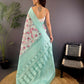 Joban Fashion Cyan Blue Floral Motifs Banarasi Silk Sarees | Swadesiicart