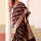 Joban Fashion Coco Brown Banarasi Soft Pure Handloom Banarasi Silk Saree | Swadesiicart