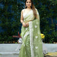 Vamsee Cotton Kerry Green Organza Saree - Swadesiicart
