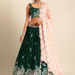 House of Panchhi Green Georgette Sequins and thread embroidery Lehenga choli & Dupatta | Swadesiicart