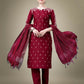 Jyoti Fashion Women's Maroon Cotton Blend Embroidery & Sequence work Kurta with Trouser & Dupatta | Swadesiicart