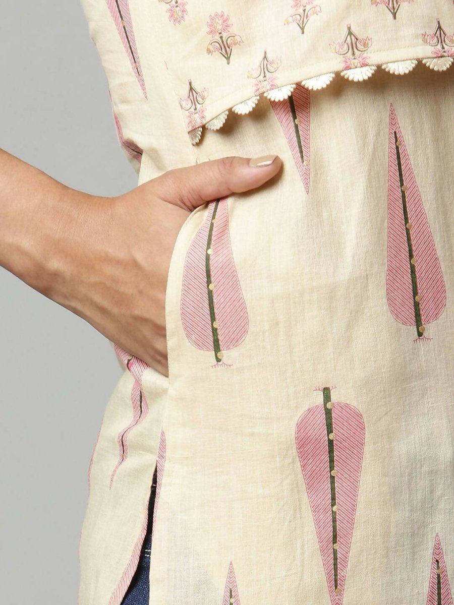 Ahalyaa Womens Chiku Pure Cotton Printed Kurtas | Swadesiicart