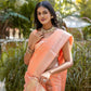 Vishnu Weaves Women's Orange Pure Cotton Zari Woven Saree with Blouse - Swadesiicart