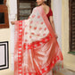 Shree Shyam Fashion White & Red Linen Cotton Saree