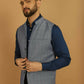 Even Apparels Nehru Jacket With Welt Pockets - Blue | Swadesiicart