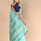 Very Much Indian Handloom Cotton Silk Maheshwari Saree With Sleek Golden Border - Teal Green | Swadesiicart