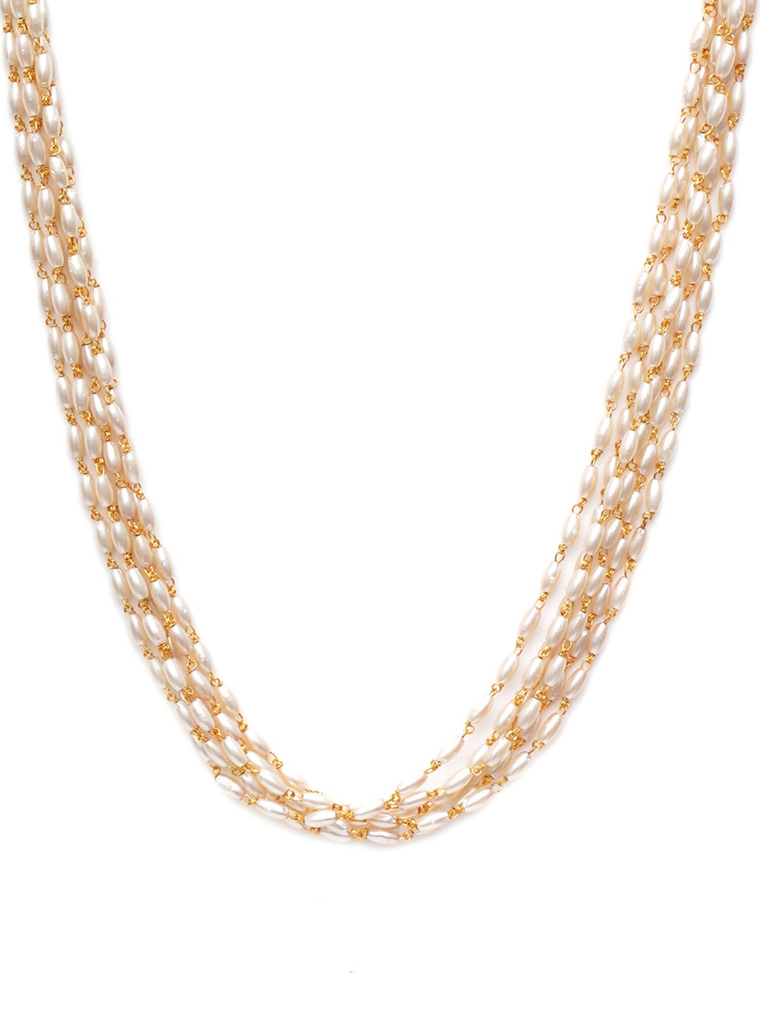 Layered Pearl Neckpiece (Gold) - Ruby Raang | Swadesiicart