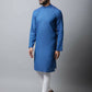 Even Apparels Blue Color Pure Cotton Men's Kurta With Band Collar (CHK1198) | Swadesiicart