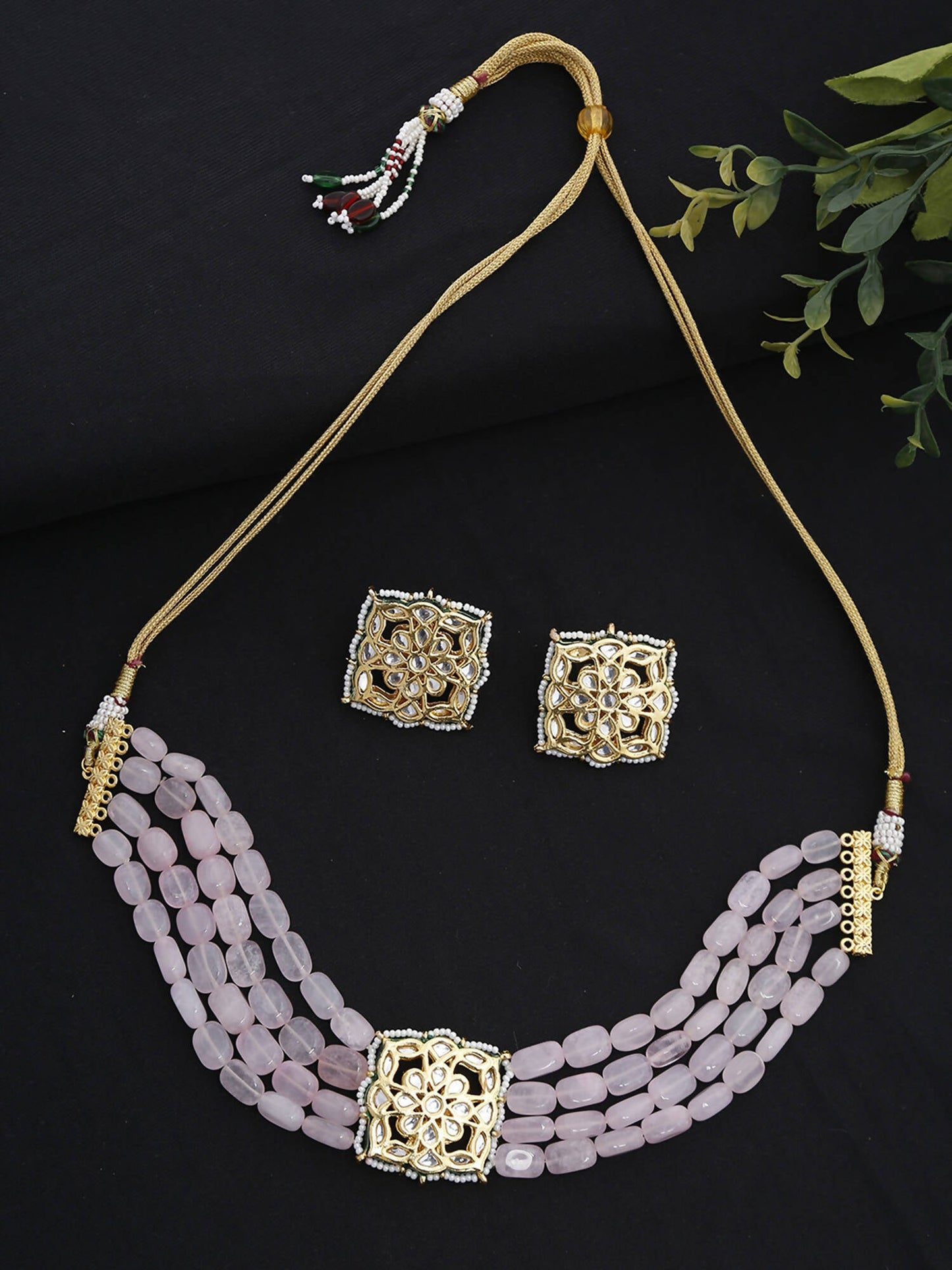 Kundan Choker With Studs - Ruby Raang | Swadesiicart