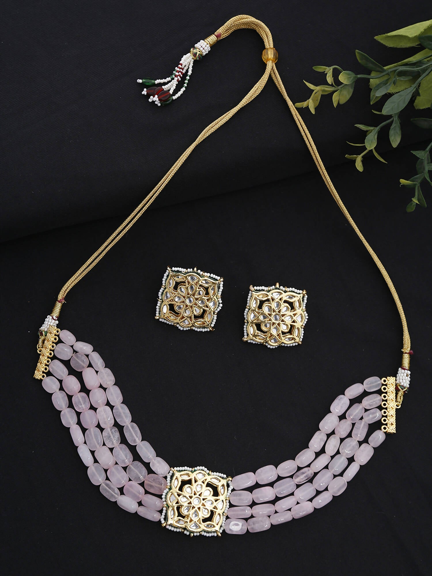 Kundan Choker With Studs - Ruby Raang | Swadesiicart