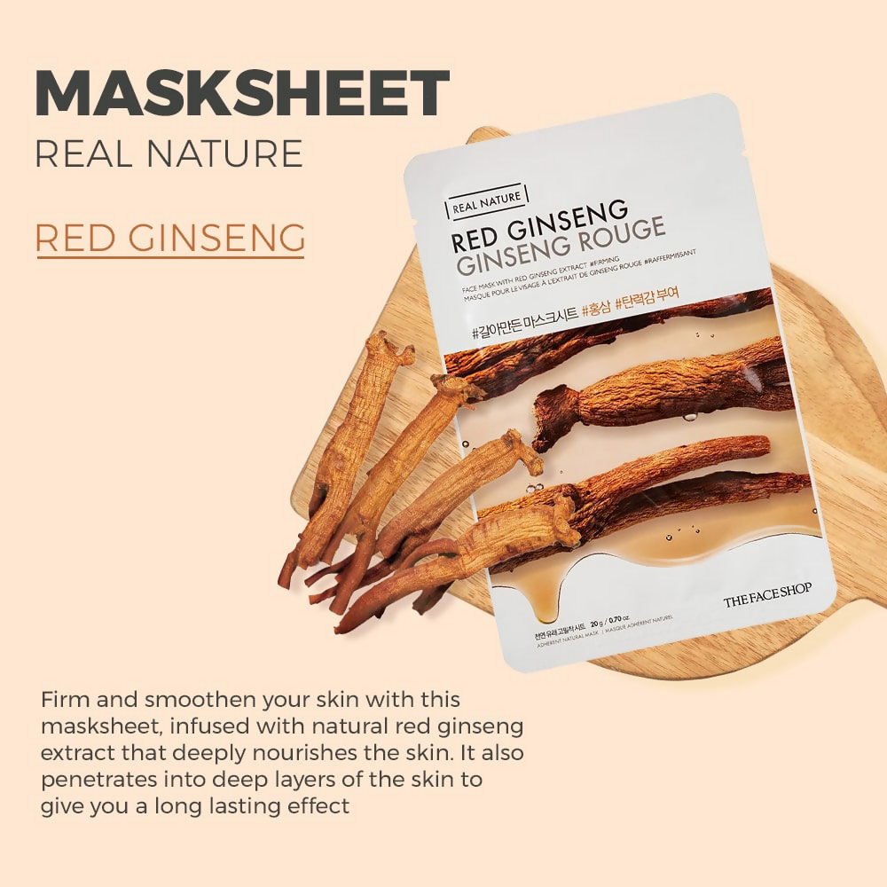 The Face Shop Real Nature Red Ginseng Face Mask - Korean Skincare - Swadesiicart