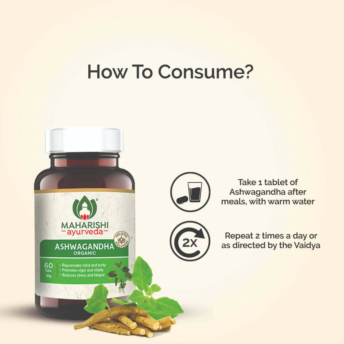 Maharishi Ayurveda Ashwagandha Organic Tablets - Swadesiicart