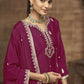 Anaita Wine Chinon Silk Embroidered Stitched Sharara Suit