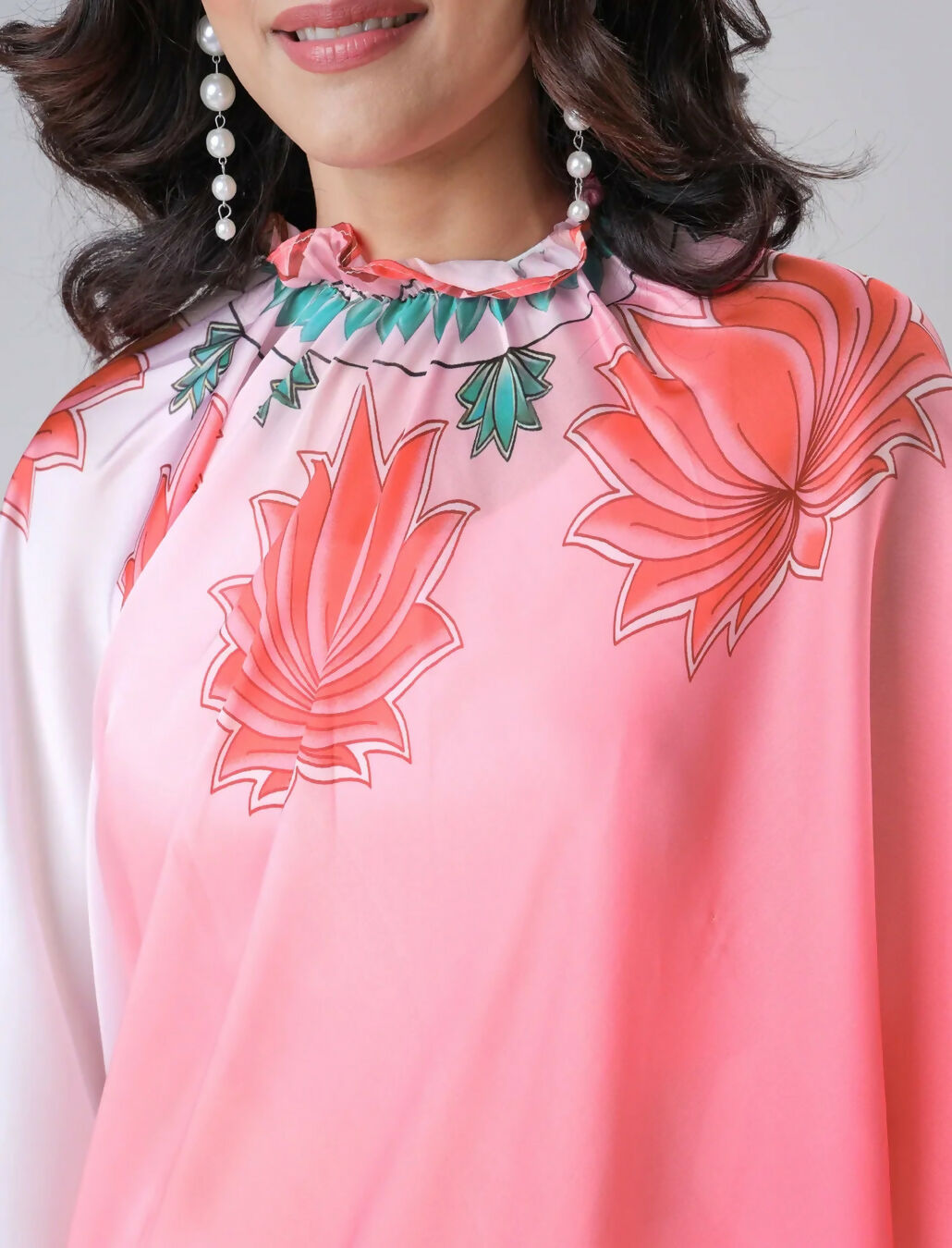 Vastranavya Blush Pink Freehand Floral Print Ready to Wear Saree | Swadesiicart