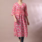 Myshka Women's Pink Printed Georgette A-Line Nyra-cut Kurta - Swadesiicart