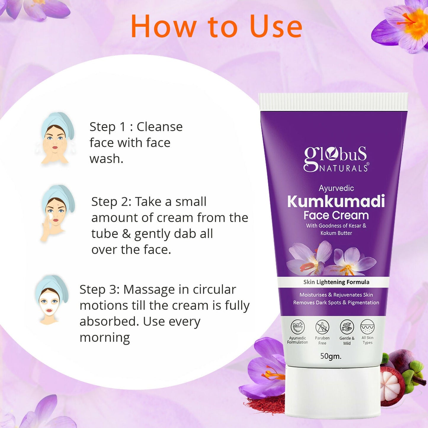 Globus Naturals Ayurvedic Kumkumadi Skin Lightening Face Cream | Swadesiicart