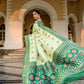 Vishnu Weaves Women's Sea Green Patola Banarasi Silk Meenakari Zari Woven Saree with Blouse - Swadesiicart