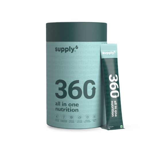 Supply6 360 Daily Health Supplement 63+ Nutrient, Multivitamin, 3B CFU Probiotic & Superfood | Swadesiicart