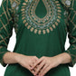 Ahalyaa Women's Green Poly Silk Gold Foil Print Kurta | Swadesiicart