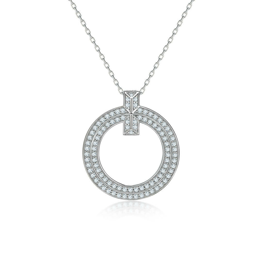 Cauer Elegant 14K White Gold Plated Moissanite Pendant Necklace | Swadesiicart