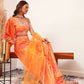Orange Digital Chinon Handwork Top with Palazzo & Dupatta - Naomika - Swadesiicart