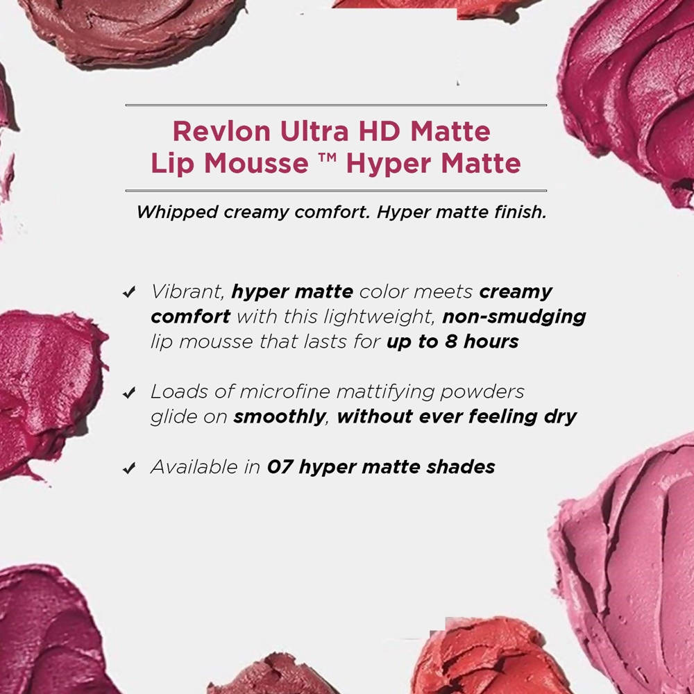 Revlon Hyper Matte Mat Intense Ultra Hd Matte Lip Mousse - Death valley - Swadesiicart