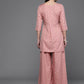Ahalyaa Women Floral Yoke Design Tunic with Palazzos - Pink Color | Swadesiicart