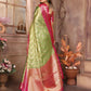 Anaita Light Green Tissue Silk With Zari Weaving Saree With Blouse
