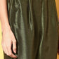 Ahalyaa Women's Olive Colour Poly Silk Gold Printed Kurta Pant Set | Swadesiicart