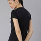 MKH Women Black Typography Printed Round Neck Dri-FIT T-shirt - Swadesiicart